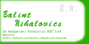 balint mihalovics business card